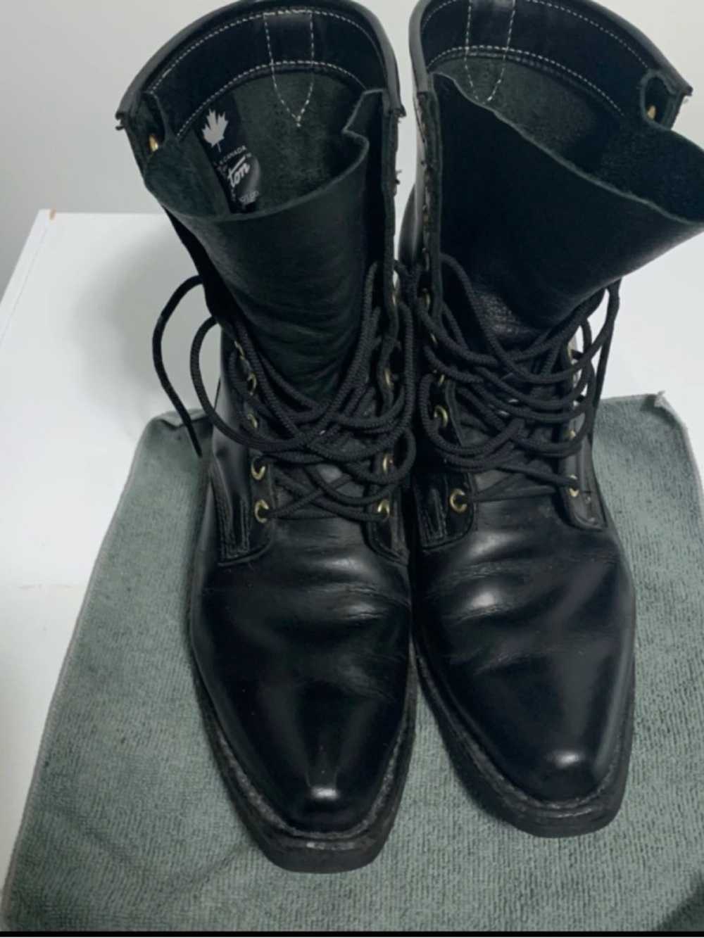 Black Leather Men's Lace-Up Boots